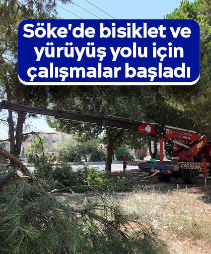 Söke'de bisiklet ve yürüyüş yolu için çalışmalar başladı