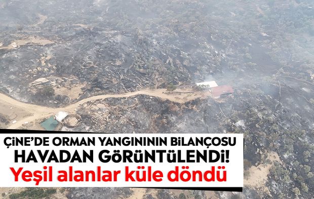 Çine’de orman yangınının bilançosu havadan görüntülendi! Yeşil alanlar küle döndü