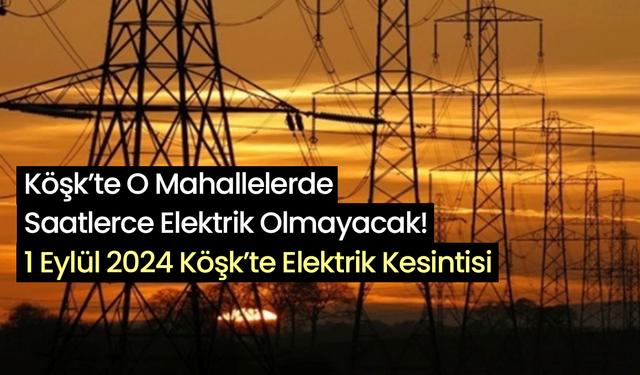 Köşk’te O Mahallelerde Saatlerce Elektrik Olmayacak!: 1 Eylül 2024 Köşk’te Elektrik Kesintisi