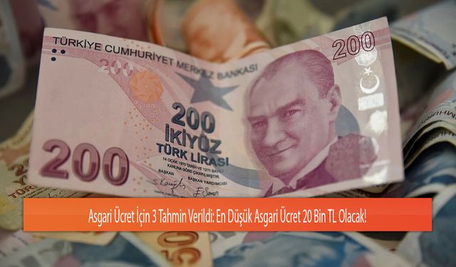 Asgari Ücret İçin 3 Tahmin Verildi: En Düşük Asgari Ücret 20 Bin TL Olacak!