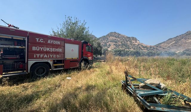Aydın’da zirai alanda yangın çıktı: İtfaiye eri yaralandı
