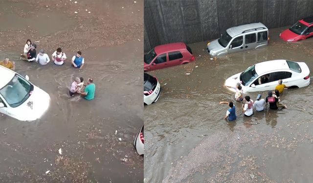 Aydın sıcaktan kavrulurken komşusuna bak! Yağmur yağdı suya gömüldüler