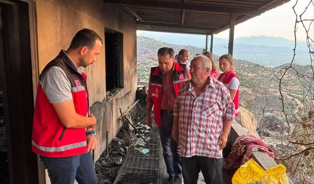 Çine’deki yangın mağduru şehit ailesine ziyaret!