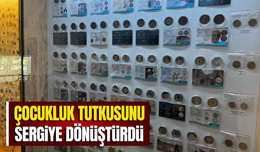 Binlerce eski Türk parasını dükkanında sergiliyor