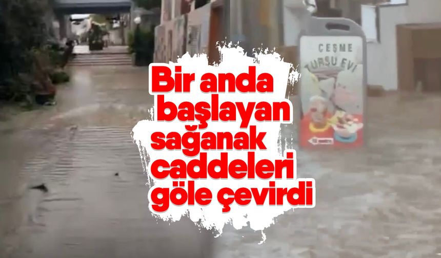 Bir anda başlayan sağanak caddeleri göle çevirdi