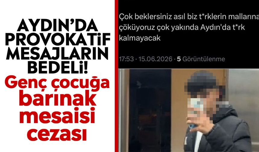 Aydın’da provokatif mesajların bedeli! Genç çocuğa barınak mesaisi cezası