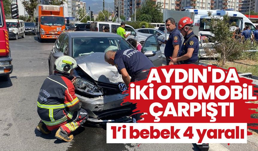 Aydın'da iki otomobil çarpıştı! 1’i bebek 4 yaralı